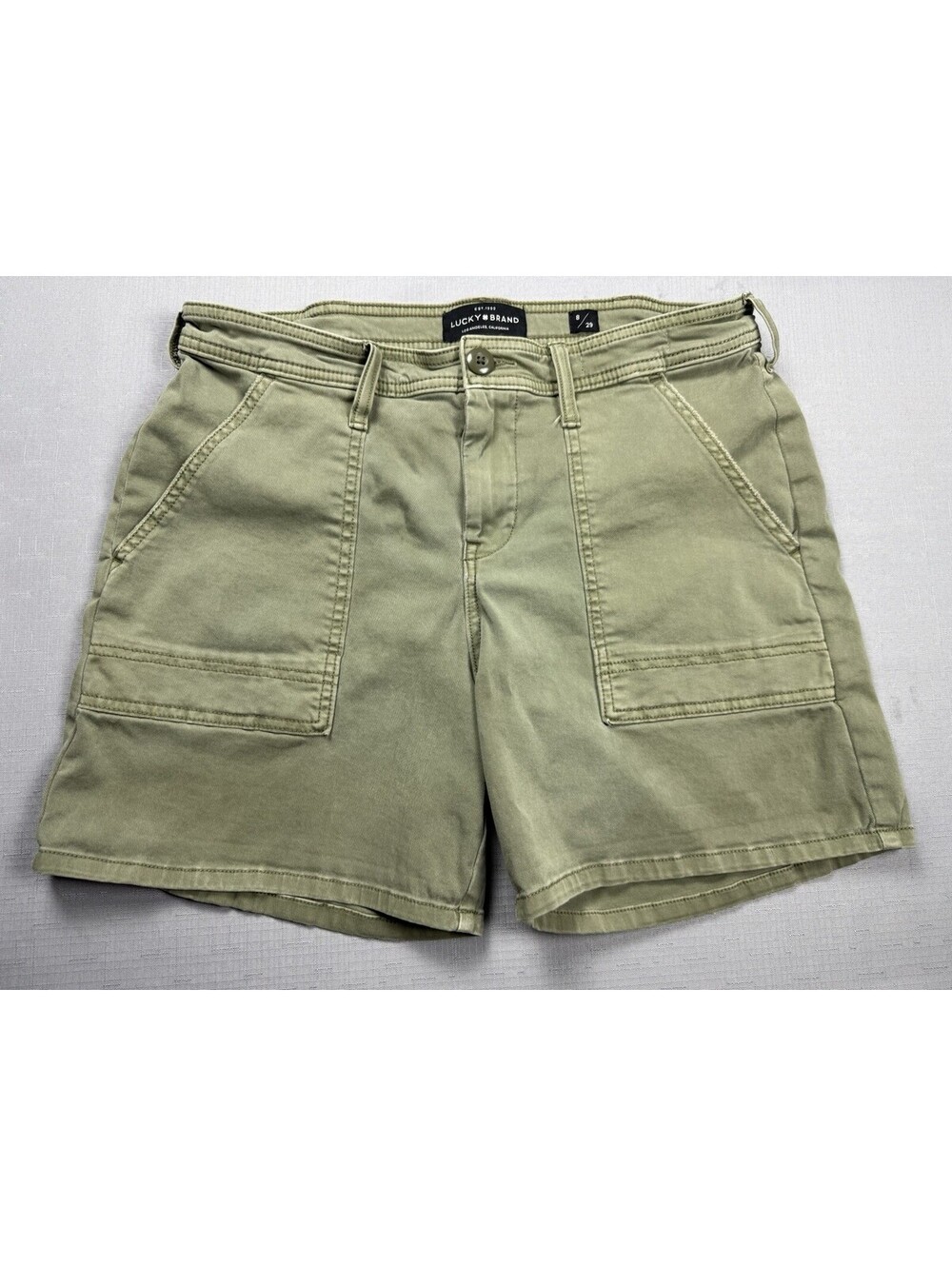Lucky Brand Ava‎ Short Shorts Womens 8/29 Green Twill Utility Pockets Summer